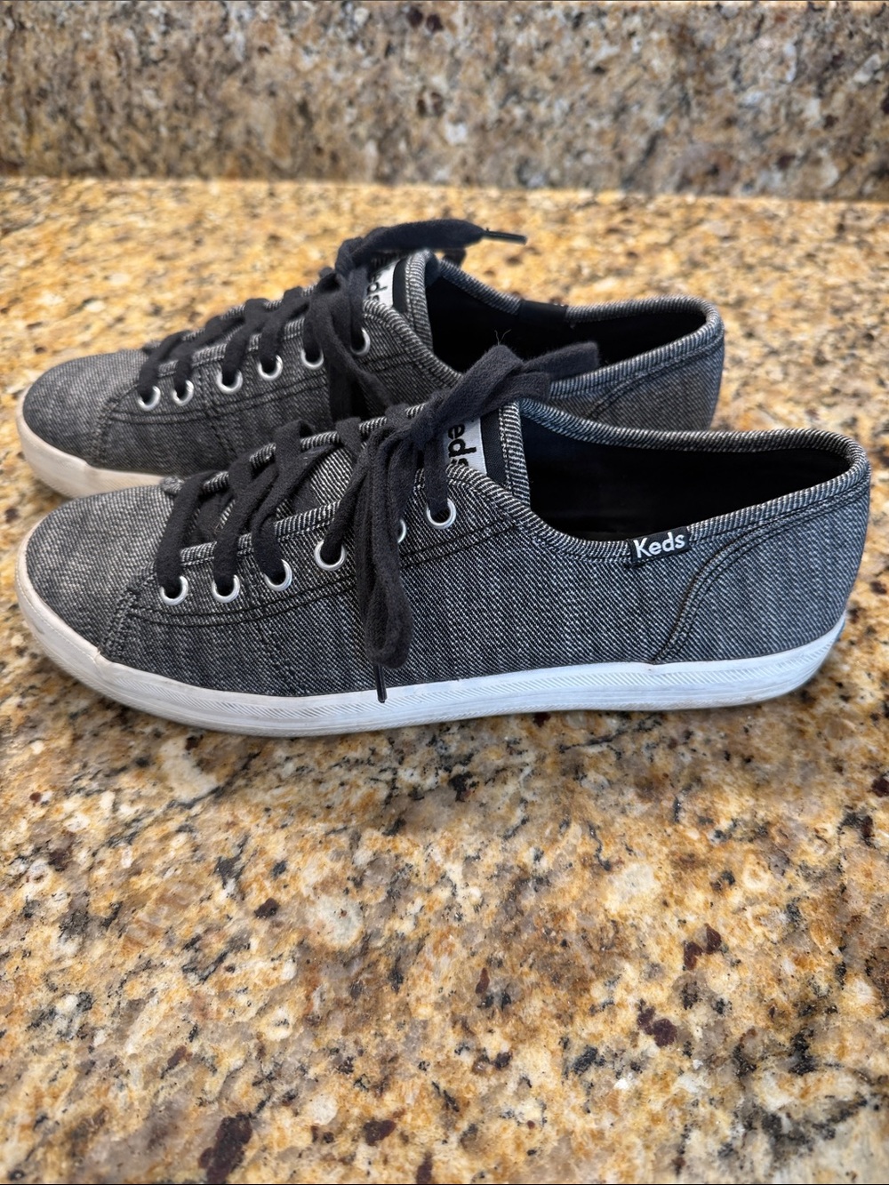 Keds women's size 7.5 ;  Low-Top Lace-Up Sneakers in Black Heather